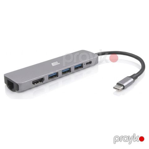 2E Hub Usb-c 6in1 Slim Aluminum Multi-Port, silver (2EW-2684-2E) — Bakı