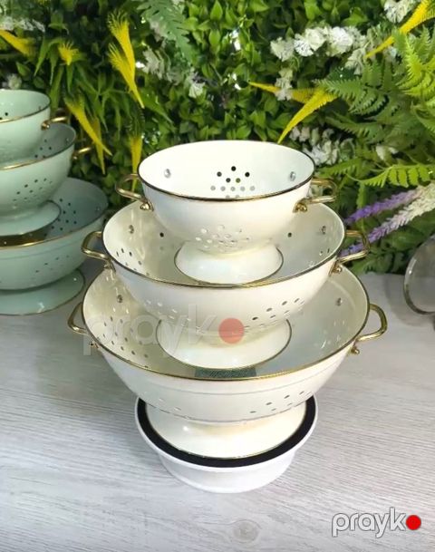 Süzgəc dəsti, krem rəngli, 3 ölçü, 16 sm, 23 sm və 28 sm - ZTW-AA214 — Bakı