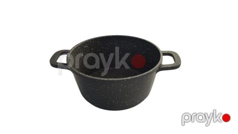 Qazan qranit örtüklü, qapaqsız, yapışmaz, orqanamik istiliyə davamlı tutacaqlı, qara, 16 sm - SH-2213 — Bakı