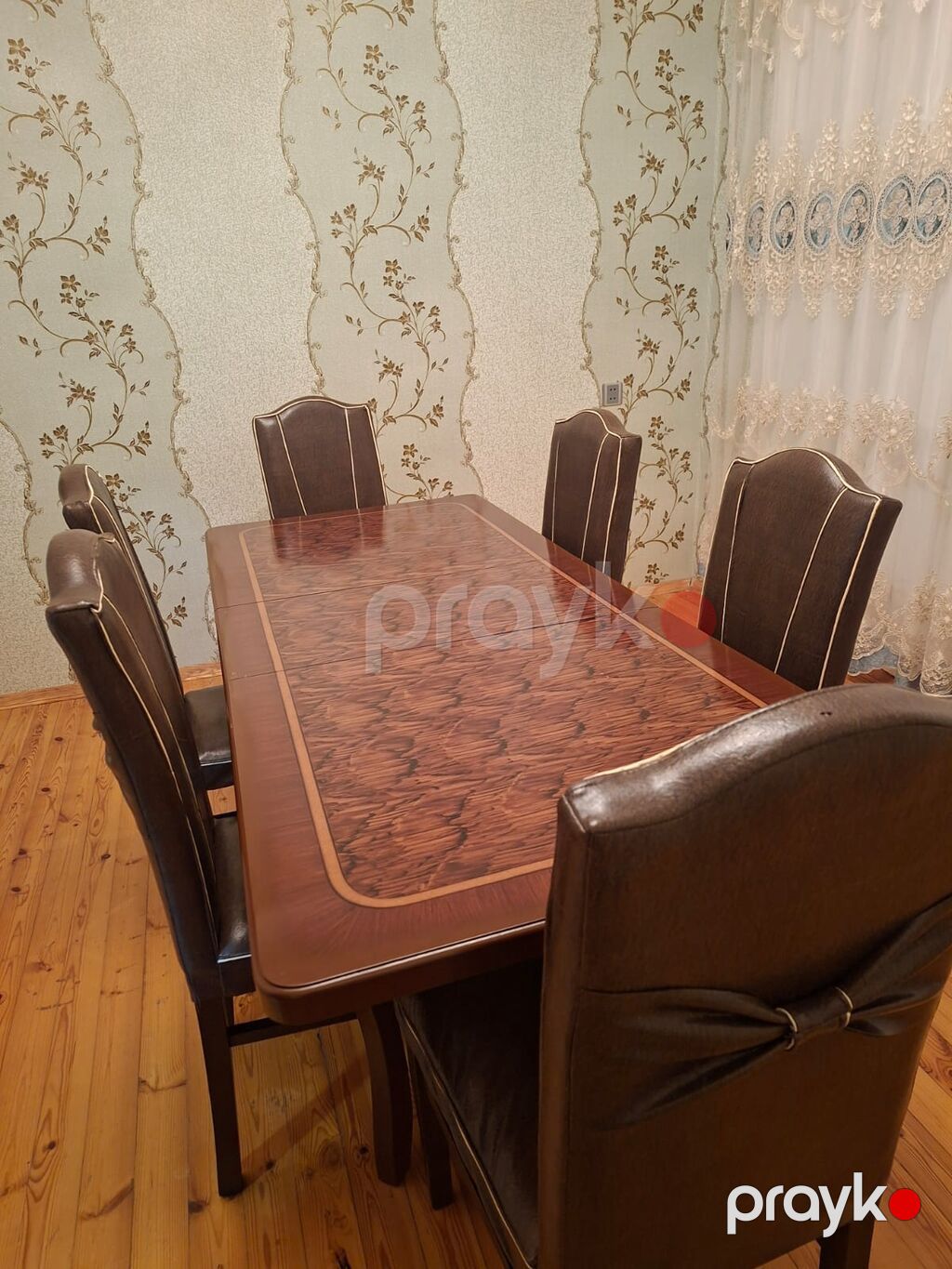 Qonaq otağı üçün, İşlənmiş, Açılan, Dördbucaq masa, 6 stul — Masalar və stullar, Bakı (3)