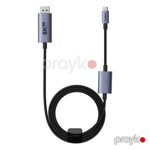 Kabel Baseus High Definition Series Type-C to DisplayPort 8K 60Hz 100W PD 1.5m Black — Bakı
