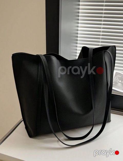 Qara tote çanta - Minimalist dizayn, klassik qara rəng - Yumşaq — Bakı