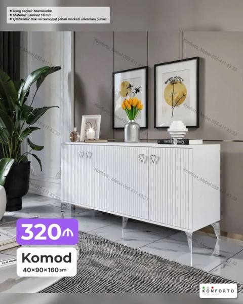 Məhsul: Komod Ölçülər: 40 90 160 sm Material: 18 mm laminat — 320 ₼ · Bakı · Komodlar və tumbalı Məhsul: Komod Ölçülər: 40 90 160 sm Material: 18 mm laminat — Bakı