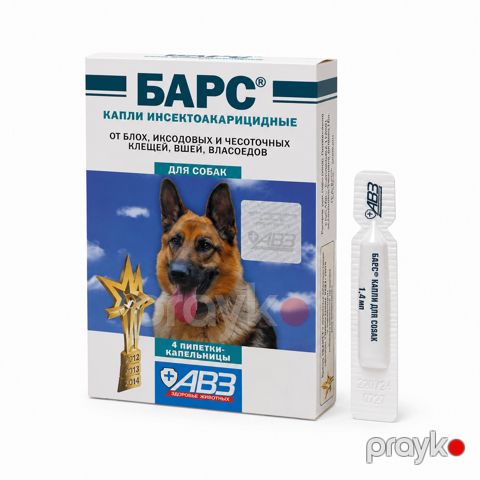 Damcı "АВЗ Барс" itlər üçün, birə və gənə əleyhinə, 1.4 ml, 1 pipet — Bakı