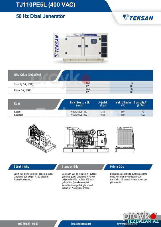 Teksan generator - 110 Kva Perkins motorlu — Generatorlar, Bakı (2)