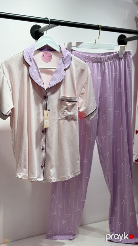 Şalvarlı pijama dəsti 6641505, bənövşəyi, viskoz/bambuk, ölçü L — Bakı