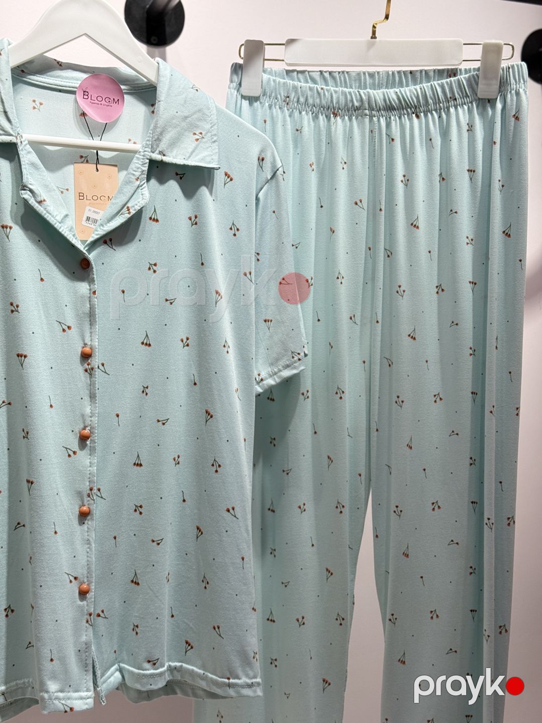 Qadınlar üçün şalvarlı pijama dəsti 7802, mavi, elastan/poliester, ölçü S/M — Mallar, Bakı (2)