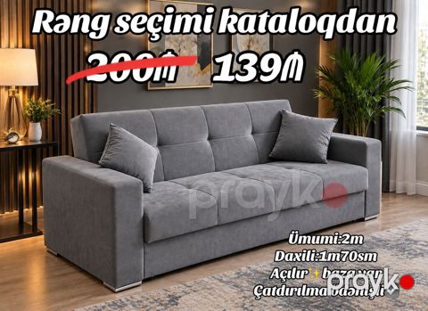 Açılan mexanizmalı divan - Ümumi ölçü: 2 m - Daxili yataq sahəsi: 1 m — Bakı