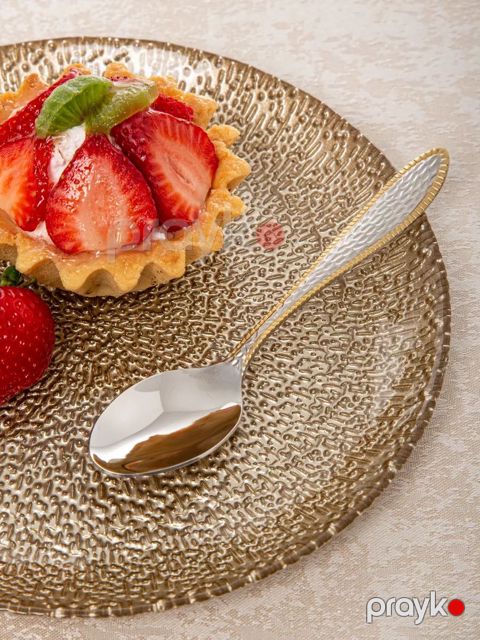 Desert qaşığı dəsti, paslanmayan polad, gümüşü/qızılı, 6 parça — Bakı