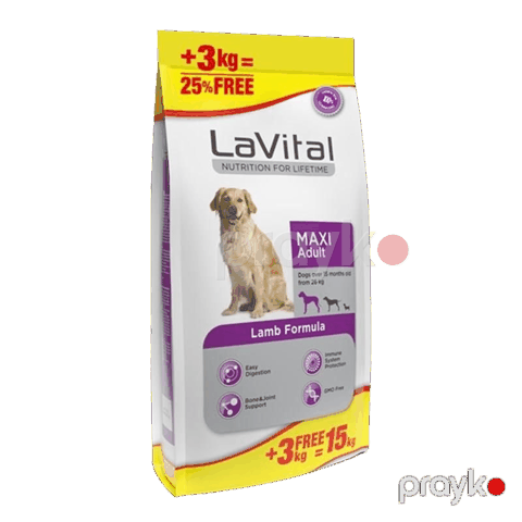 Quru yem LaVital Maxi Adult Lamb, yetkin və iri ölçü itlər üçün, quzu əti ilə, 12+3 kq — Bakı