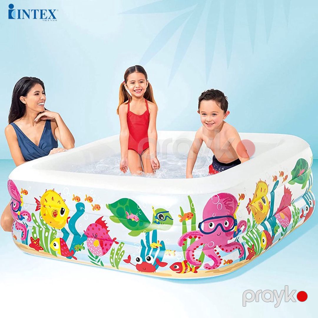 Şişmə hovuz Intex 57471, kvadrat, 159x159x50 sm, 340 l, Akvarium, 6+ yaş — Hovuzlar, Bakı (2)