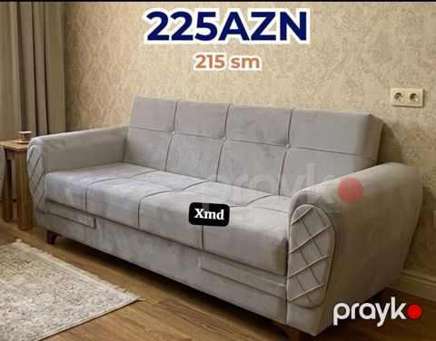 Divan – 215 sm Qiymət: 225 AZN - Rəng: açıq boz - Material: yumşaq — Bakı