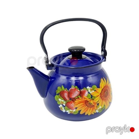 Su qaynatmaq üçün çaydan "Керченская эмаль" Günəbaxan, 3500 ml, minalanmış polad, göy — Bakı
