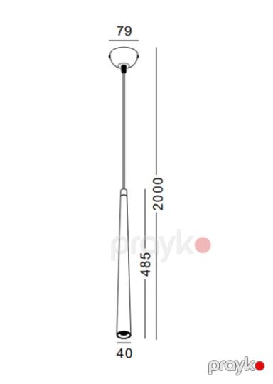Asma çıraq, Cree XPE LED, 3W, 3000K, 120 lm, 30°, alüminium/polad, ağ, D40x485mm, IP20 - LSP226-WT — Mallar, Bakı (2)