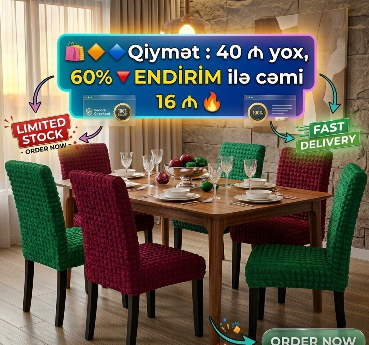 Universal jatka stul örtükləri (6-lı dəst) — Mallar (5)