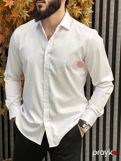 Kişilər üçün uzunqol köynək, ağ, pambıq, ölçü 4XL — Bakı