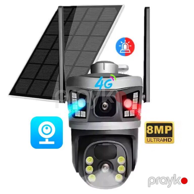 Simsiz 4G sim kartlı Solar ptz 2 kameralar 360° 8mp/4K — Ağıllı ev və təhlükəsizlik, Bakı (9)