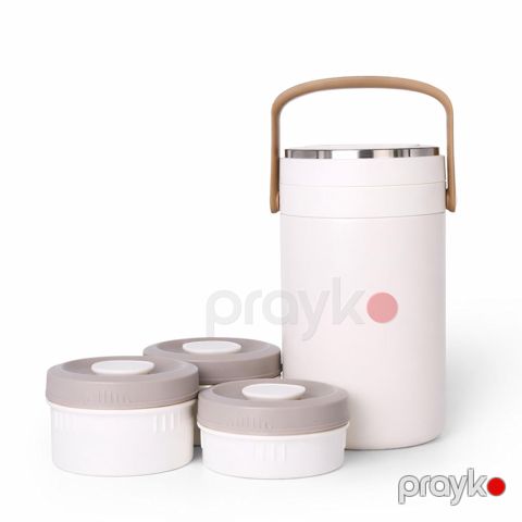 Termo lanç-boks 3ü 1də, paslanmayan polad/polipropilen, bej, 2400 ml — Bakı