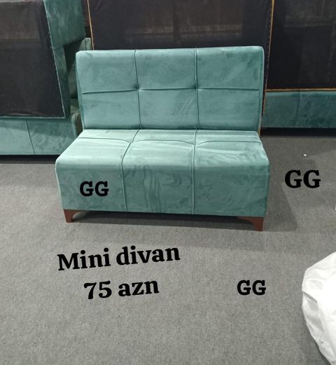 Mini-divan, Vеlur parça, Bazalı, Açılmayan — Sofas