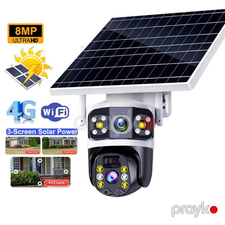Simsiz 4G sim kartlı Solar ptz 2 kameralar 360° 8mp/4K — Ağıllı ev və təhlükəsizlik, Bakı (12)