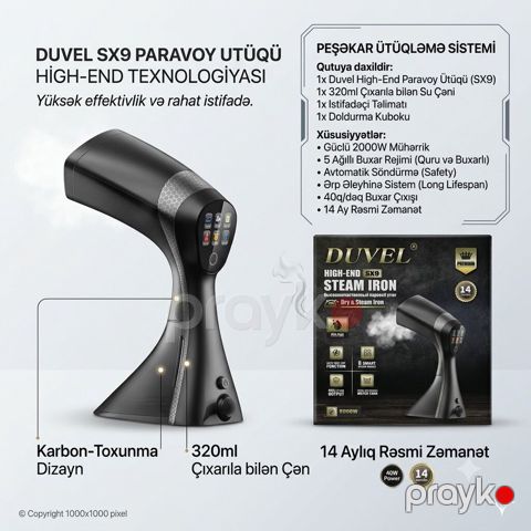 7469 Məhsulun adı: Geyim buxarlayıcısı Duvel SX9 Brend: Duvel — Bakı
