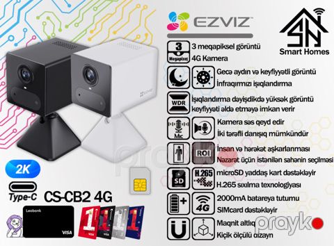Ezviz CB2 batareyalı ağıllı 4G kamera — Bakı