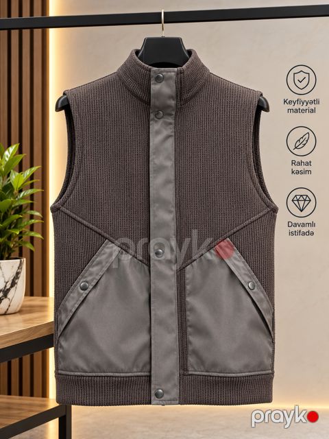 Kişilər üçün yüngül jilet 2835544, qəhvəyi, pambıq, ölçü S — Bakı