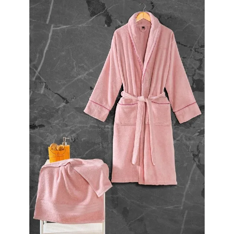 Cotton Box exclusıve sıngle bathrobe set pudra — Bakı