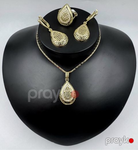 Bijuteriya dəsti kulonlu zəncir, sırğa və üzük Xuping Jewellery, paslanmayan polad — Bakı