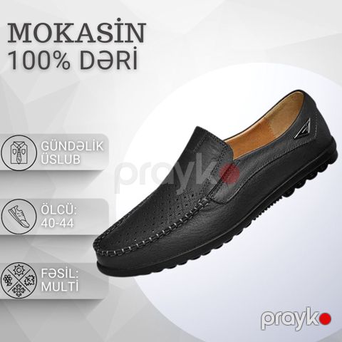 Kişilər üçün mokasin EB 880, qara, təbii dəri, ölçü 40 — Bakı