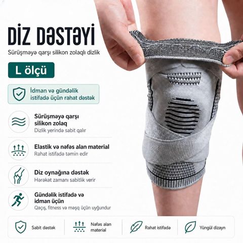 3860 Məhsulun adı: Diz qoruyucusu, boz, ölçü L, 1 əd Brend: No — Bakı