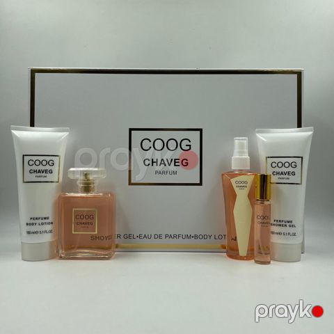 No Brand Coog Chaveg qadınlar üçün ətir dəsti (bədən üçün sprey + ətir suyu + bədən üçün losyon + duş geli + ətir nümunəsi) — Bakı