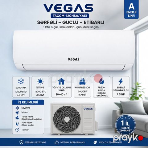 9047 Məhsulun adı: Vegas TACCM-12CHSA/XA51, Split-sistem, 12000 — Bakı