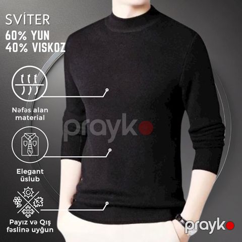 Kişilər üçün sviter EB 836, qara, yun/viskoz, ölçü 3XL — Bakı