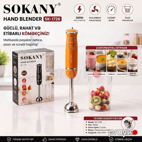 Məhsul №1865 — Sokany SK-1726 əl blenderi Brend: Sokany — Bakı