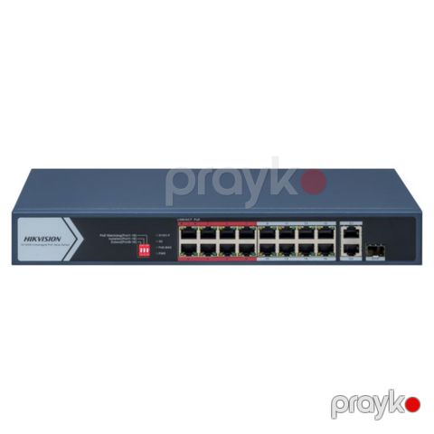 Hikvision 16 Port Fast Ethernet Unmanaged POE Switch (DS-3E0318P-E/M(C)) — Pctech — Surveillance cameras