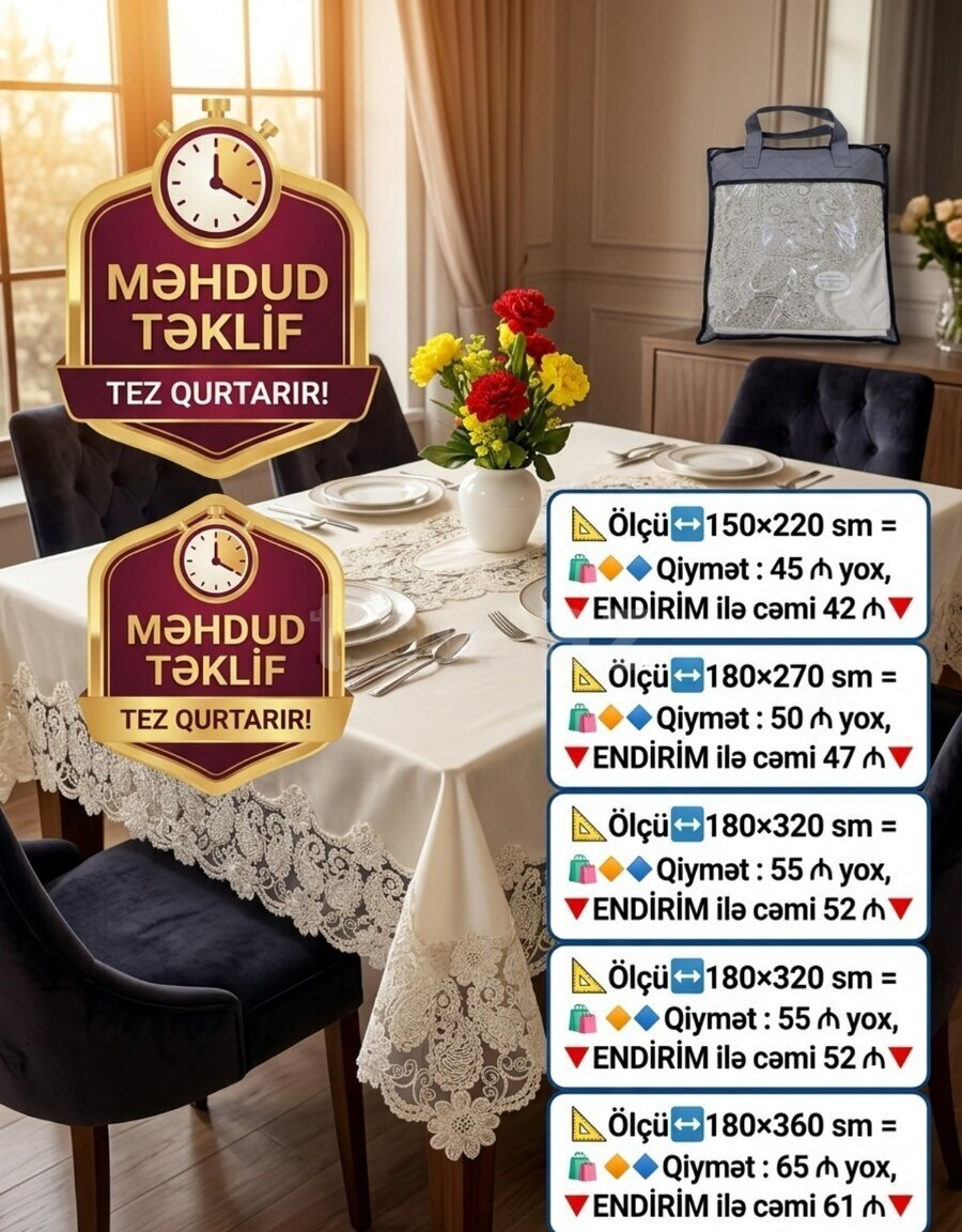 Naxışlı süfrə, Bej rəng — Mallar, Bakı (7)