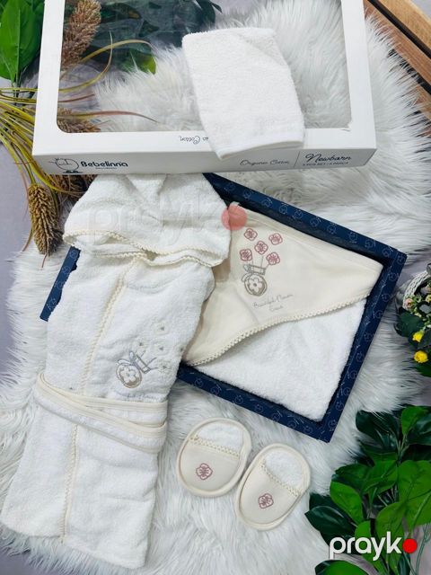 Yenidoğulmuş üçün hamam dəsti OP-579, pambıq, ağ, 0-3 ay — Bakı