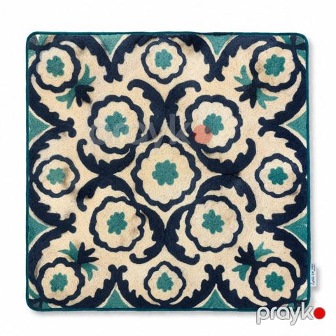Dekorativ yastıq üzü 2139120, 45x45 sm, əl işi, tünd göy/firuzəyi — Bakı