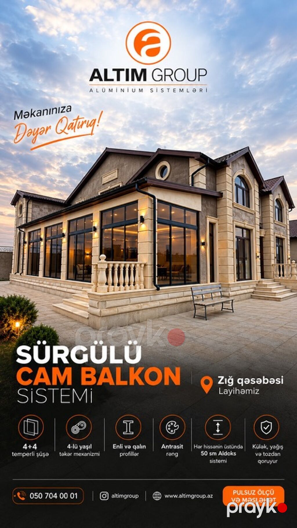Altım Group – Alüminium Sistemləri Xidmət: Sürgülü cam balkon və açıq — Pəncərələr, qapılar, balkonlar, Bakı (2)