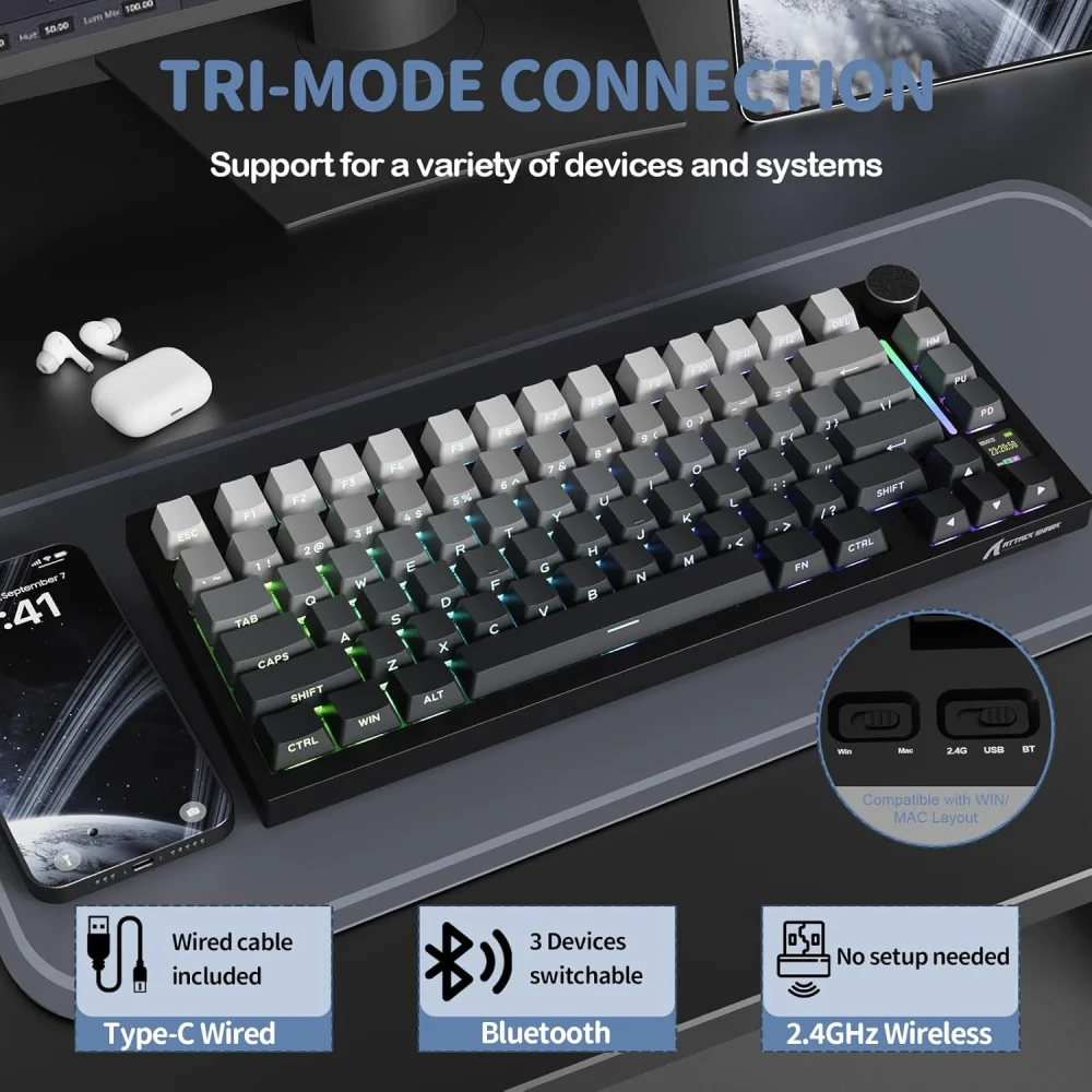 Attack Shark X820 Ultra 75% Wireless Mechanical Gaming Keyboard — Klaviaturalar və siçanlar, Bakı (6)