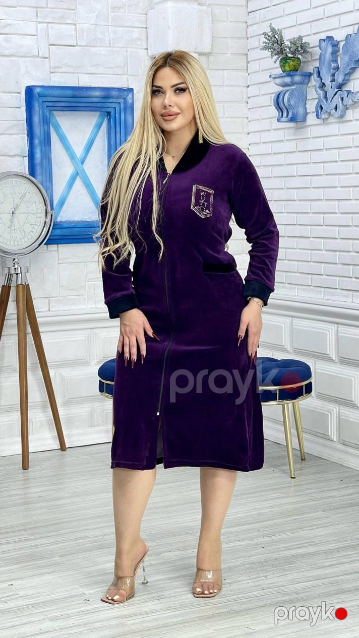 Ev xələti 2795810, bənövşəyi, velür, ölçü 4XL — Mallar, Bakı (3)