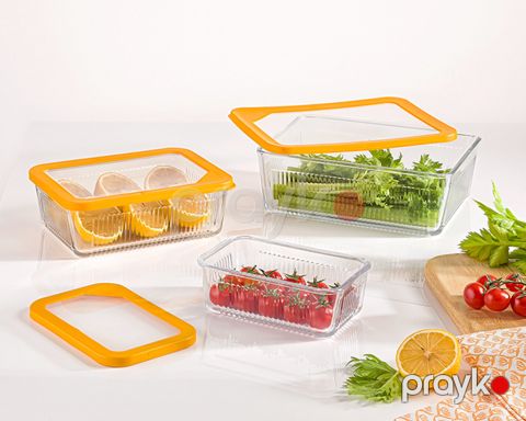 Konteyner dəsti Limon Kitchenware DR3 3 əd, şüşə/plastik, sarı — Bakı