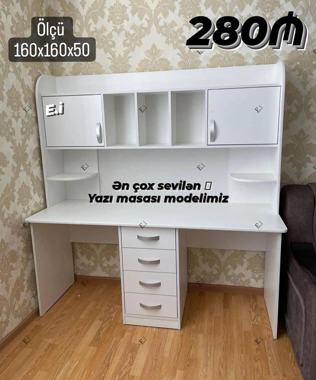 Ən çox sevilən yazı masası modelimiz - Ölçü: 160 160 50 sm — Kompüter masaları və kresloları, Bakı