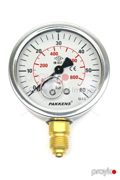 Manometr gliserin dolğulu (0-60 Bar 63 mm 1,4") Pakkens 0631001111 — Bakı