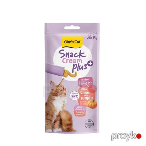 Pişiklər üçün məzə GimCat Snack Cream Plus, qızılbalıq və balqabaq, 6x15 q — Bakı