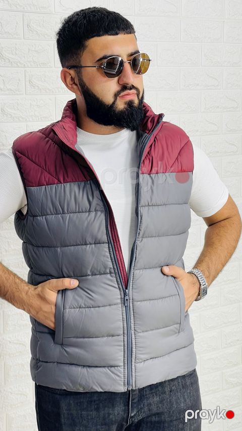 Kişilər üçün qalın jilet 1416-18450, boz, polyester, ölçü XXL — Bakı