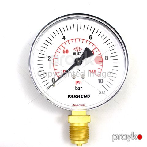 Manometr quru tipli (0-10 Bar 100 mm 1/2") Pakkens 1001000107 — Bakı