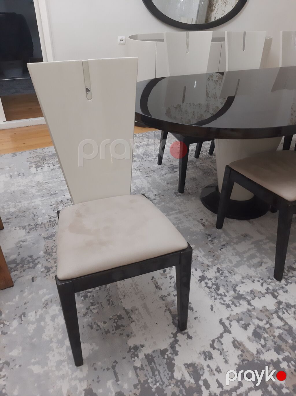 Qonaq otağı üçün, İşlənmiş, Açılmayan, Oval masa, 8 stul — Masalar və stullar, Gəncə (6)
