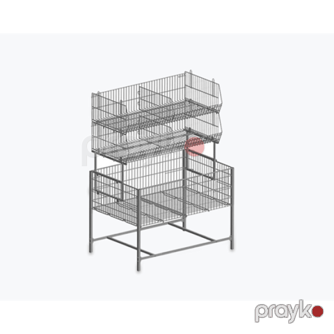 Metal Səbətli Vitrin Stendi – Market və Mağazalar üçün Təşkilat Stendi — Bakı
